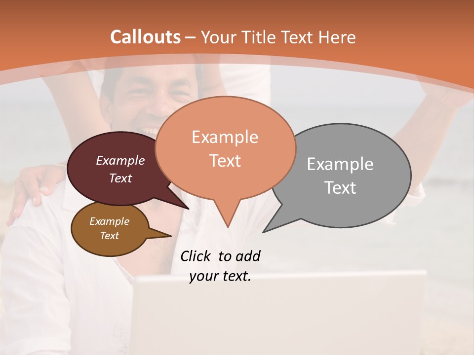 Happy Beach Couple On A Laptop During Vacation PowerPoint Template