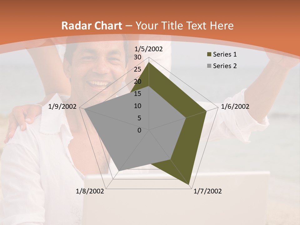 Happy Beach Couple On A Laptop During Vacation PowerPoint Template