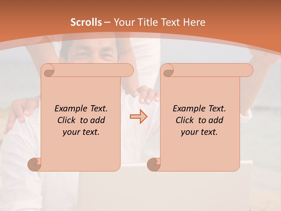 Happy Beach Couple On A Laptop During Vacation PowerPoint Template