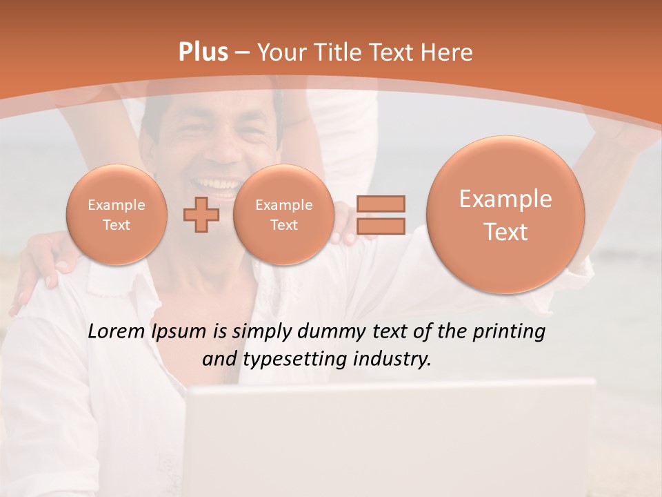 Happy Beach Couple On A Laptop During Vacation PowerPoint Template
