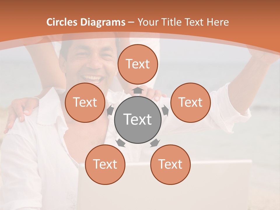 Happy Beach Couple On A Laptop During Vacation PowerPoint Template