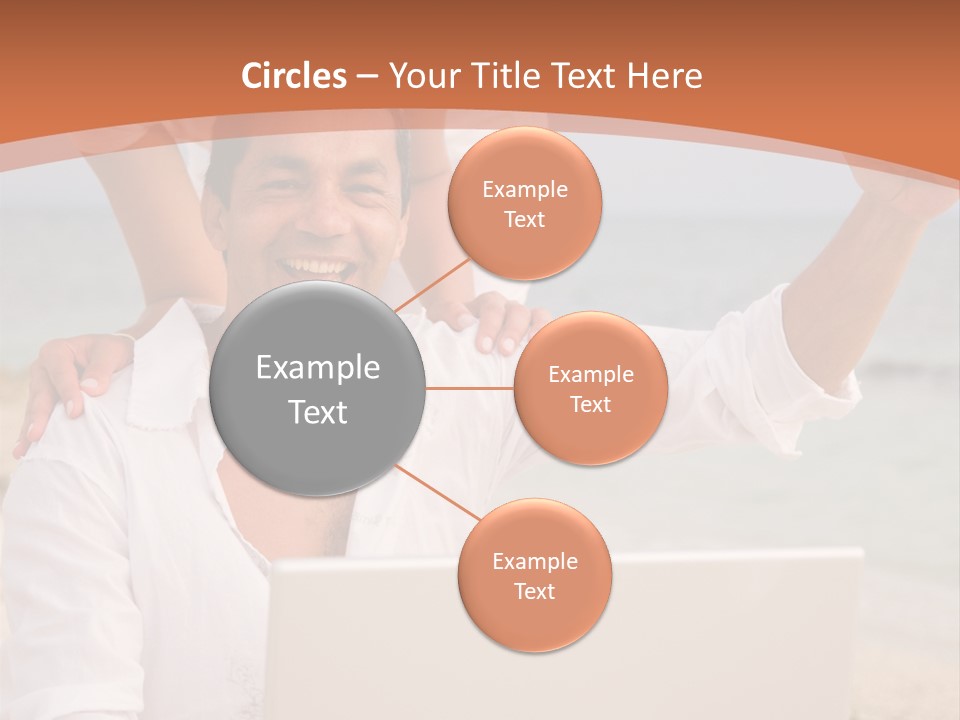 Happy Beach Couple On A Laptop During Vacation PowerPoint Template