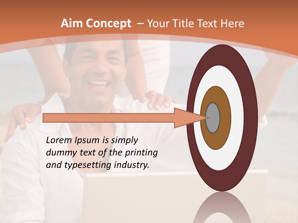 Happy Beach Couple On A Laptop During Vacation PowerPoint Template