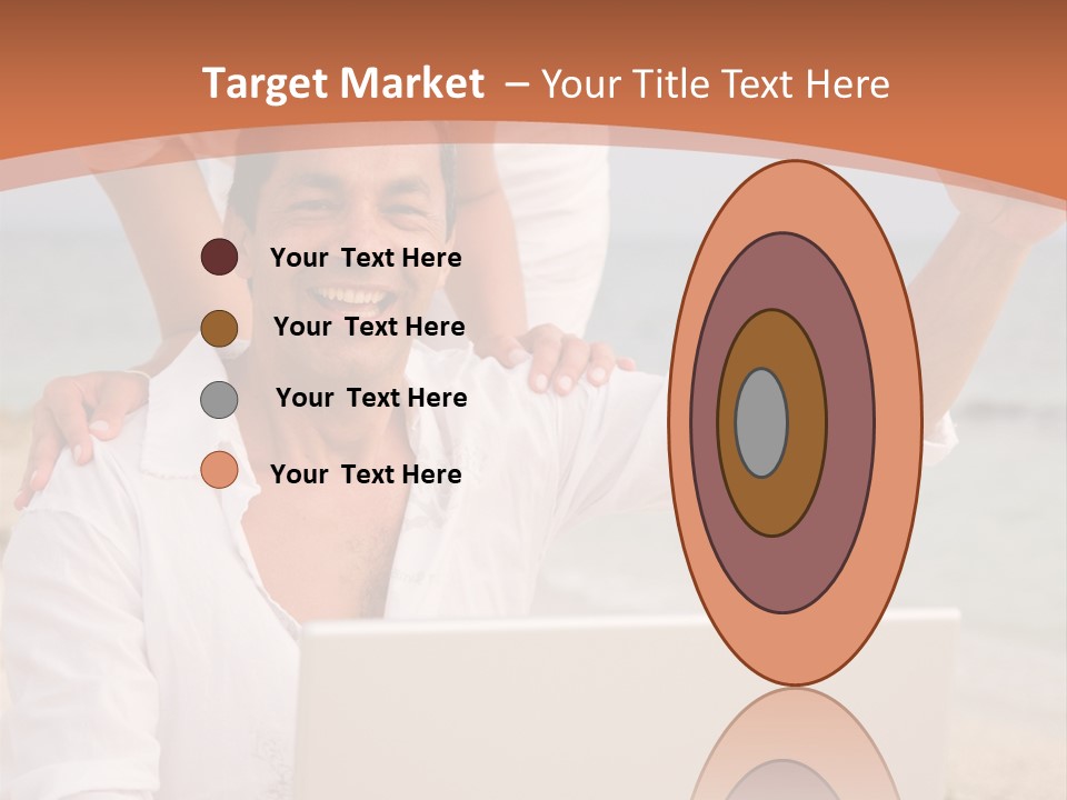 Happy Beach Couple On A Laptop During Vacation PowerPoint Template