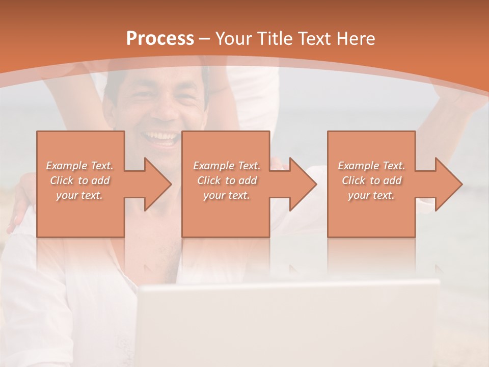 Happy Beach Couple On A Laptop During Vacation PowerPoint Template