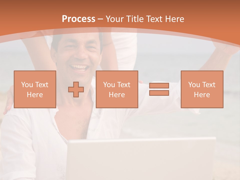 Happy Beach Couple On A Laptop During Vacation PowerPoint Template