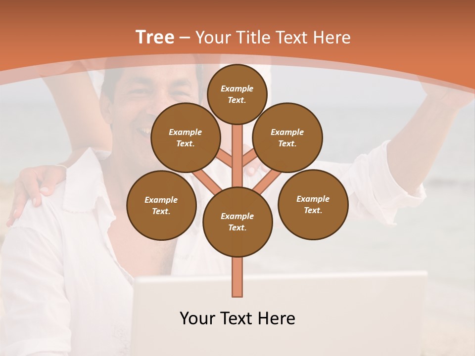 Happy Beach Couple On A Laptop During Vacation PowerPoint Template