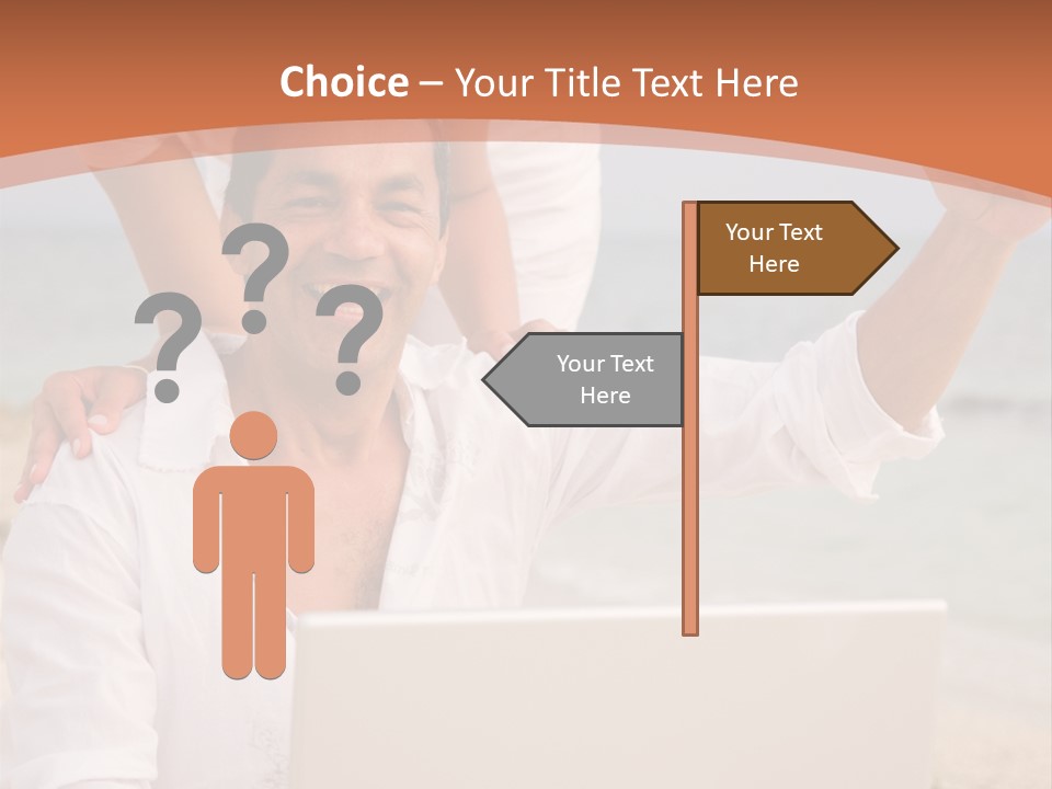 Happy Beach Couple On A Laptop During Vacation PowerPoint Template