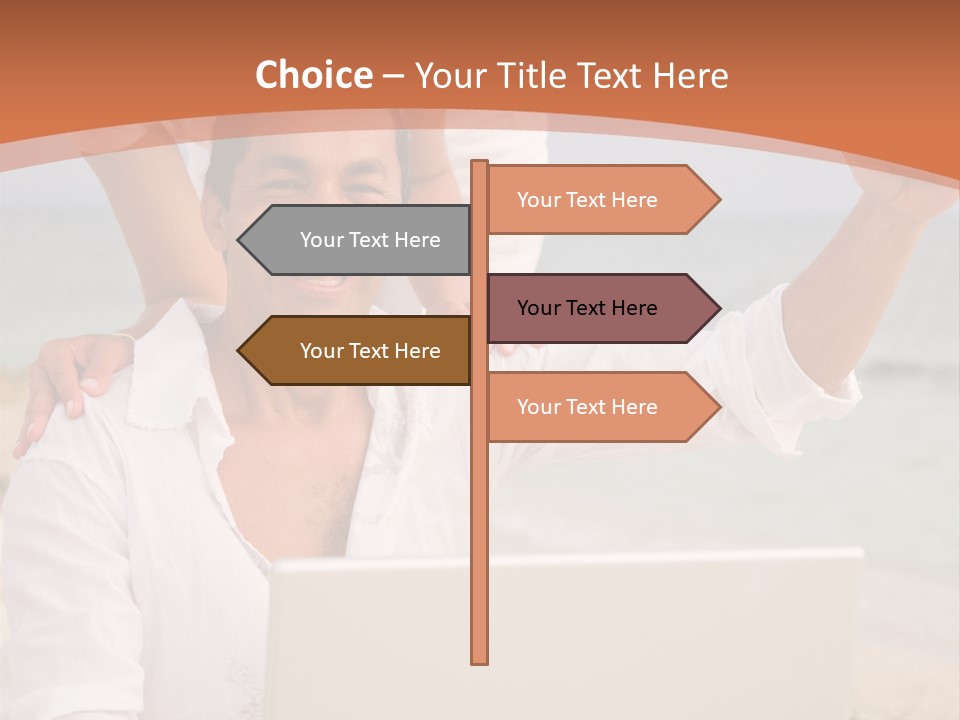 Happy Beach Couple On A Laptop During Vacation PowerPoint Template