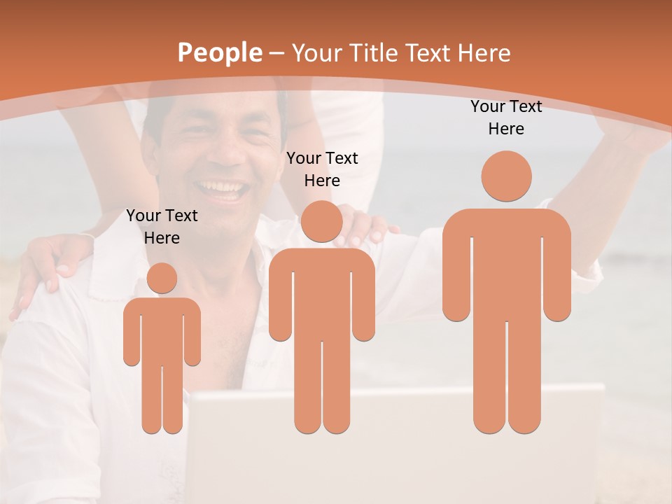 Happy Beach Couple On A Laptop During Vacation PowerPoint Template