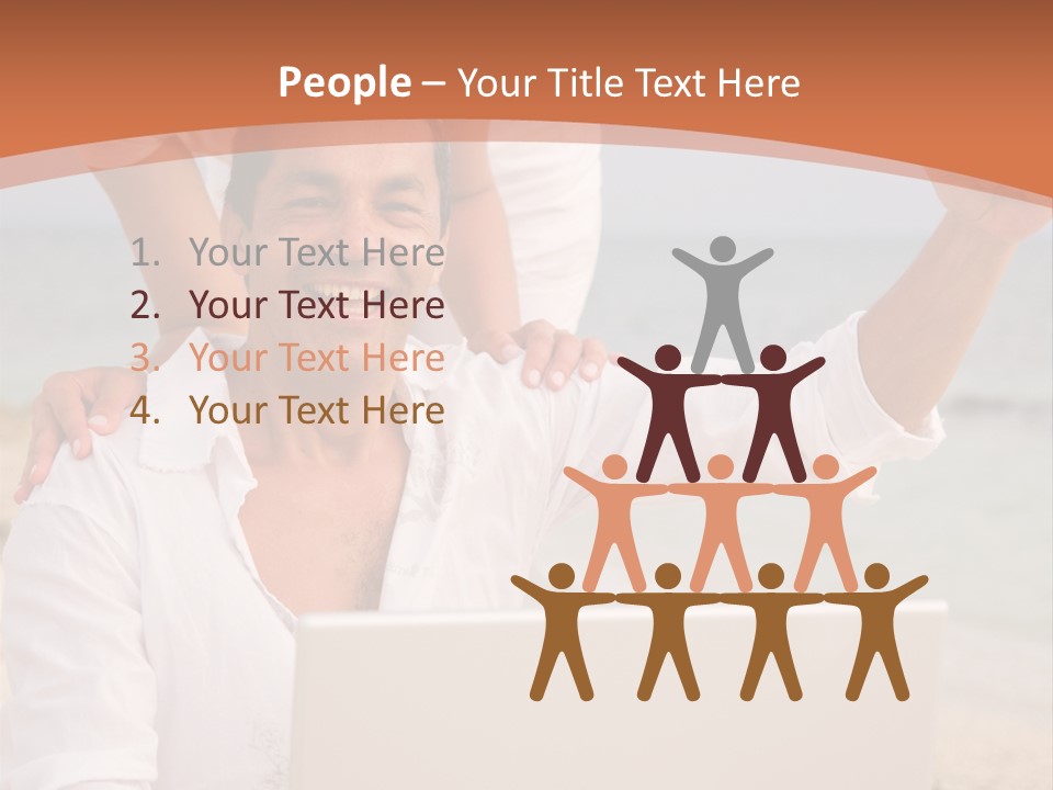 Happy Beach Couple On A Laptop During Vacation PowerPoint Template