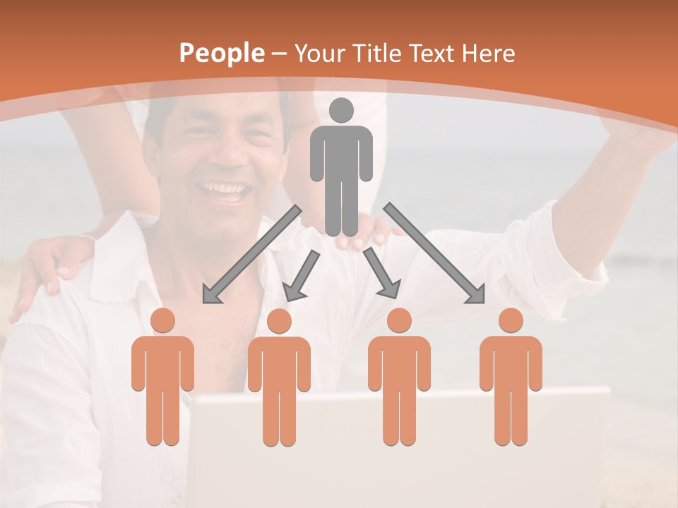 Happy Beach Couple On A Laptop During Vacation PowerPoint Template