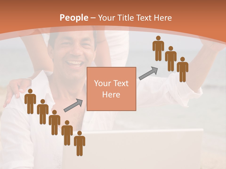 Happy Beach Couple On A Laptop During Vacation PowerPoint Template