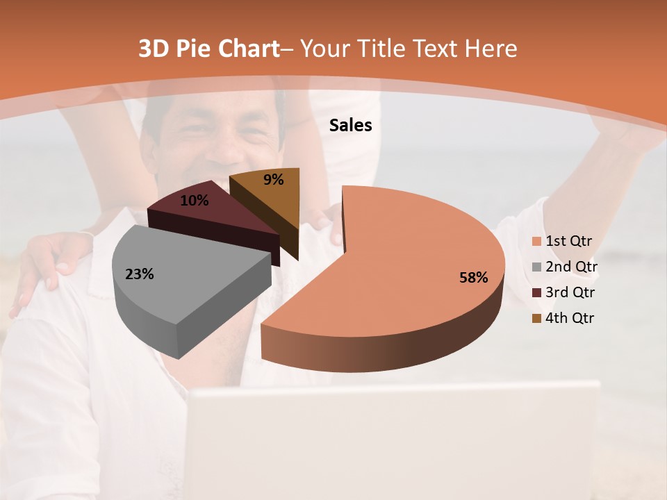 Happy Beach Couple On A Laptop During Vacation PowerPoint Template