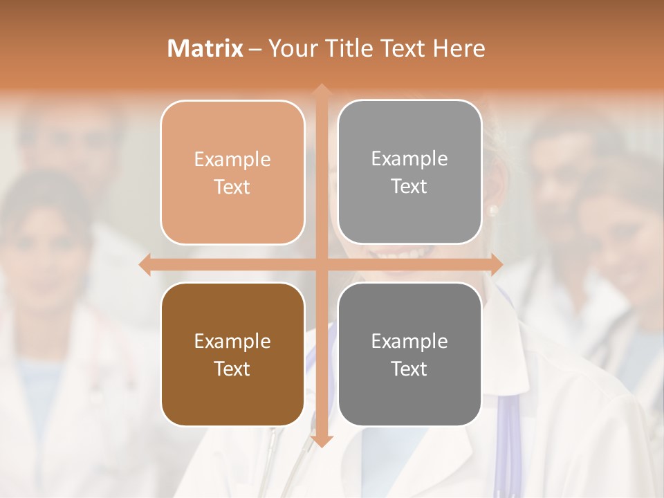 Female Doctor Smiling In A Hospital With Her Team Behind PowerPoint Template