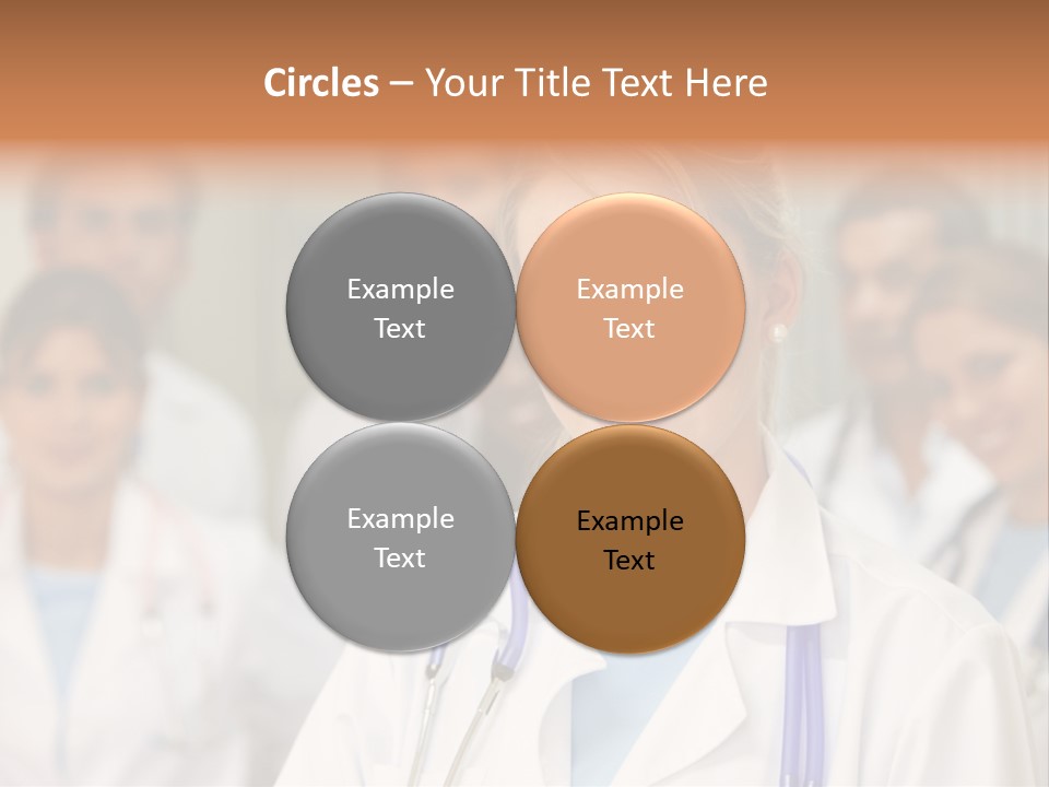 Female Doctor Smiling In A Hospital With Her Team Behind PowerPoint Template