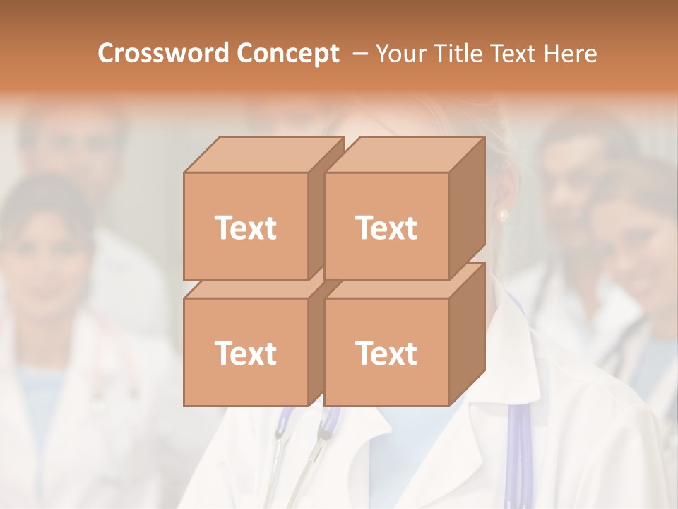 Female Doctor Smiling In A Hospital With Her Team Behind PowerPoint Template