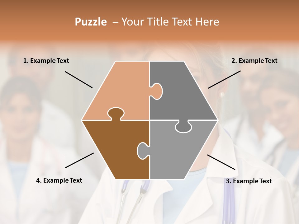 Female Doctor Smiling In A Hospital With Her Team Behind PowerPoint Template