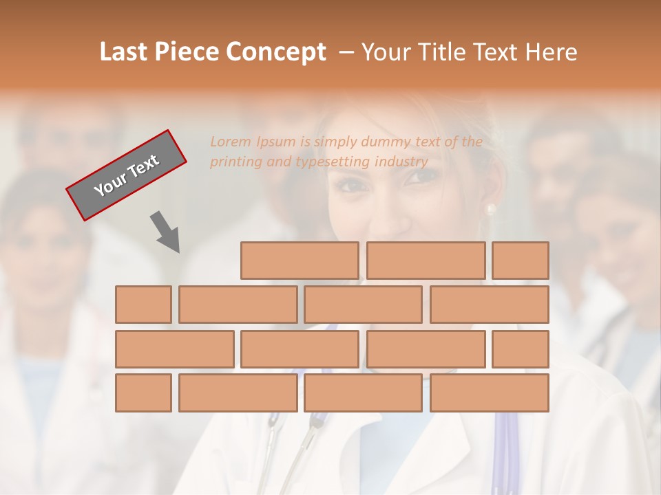 Female Doctor Smiling In A Hospital With Her Team Behind PowerPoint Template