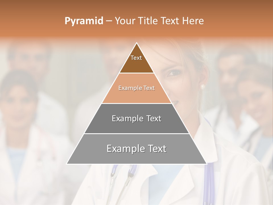 Female Doctor Smiling In A Hospital With Her Team Behind PowerPoint Template