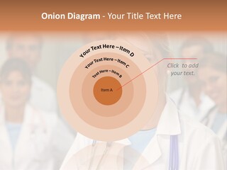 Female Doctor Smiling In A Hospital With Her Team Behind PowerPoint Template