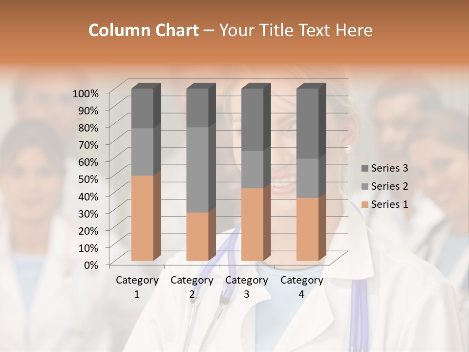 Female Doctor Smiling In A Hospital With Her Team Behind PowerPoint Template