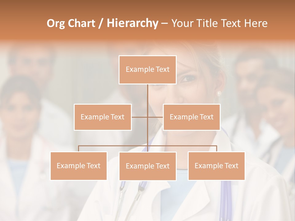 Female Doctor Smiling In A Hospital With Her Team Behind PowerPoint Template