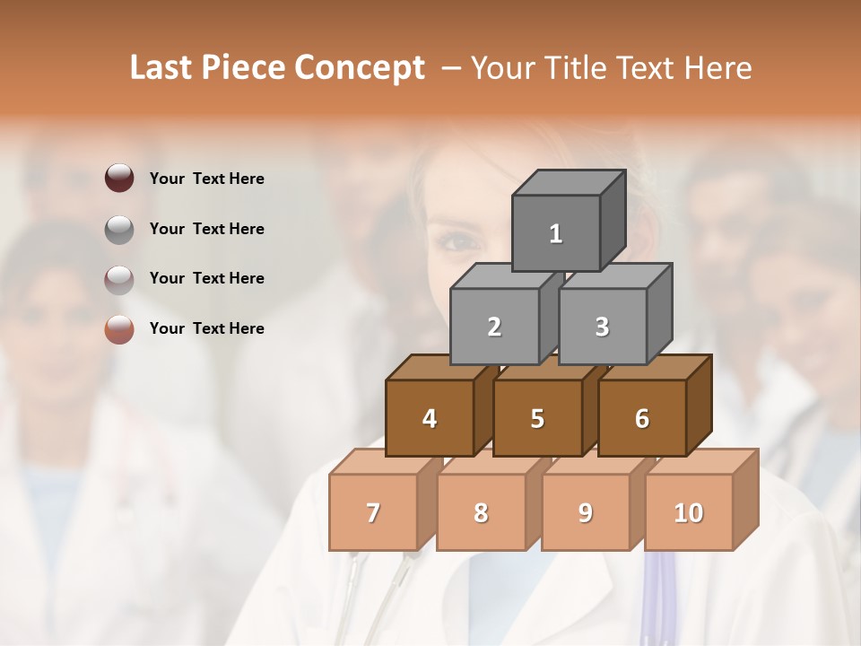 Female Doctor Smiling In A Hospital With Her Team Behind PowerPoint Template