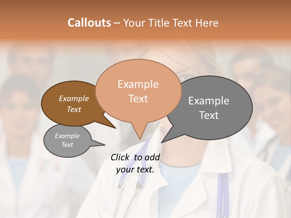 Female Doctor Smiling In A Hospital With Her Team Behind PowerPoint Template