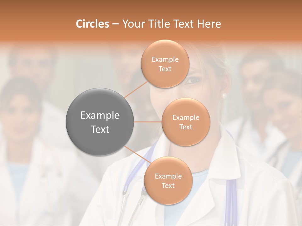 Female Doctor Smiling In A Hospital With Her Team Behind PowerPoint Template
