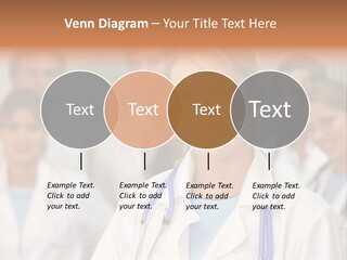 Female Doctor Smiling In A Hospital With Her Team Behind PowerPoint Template