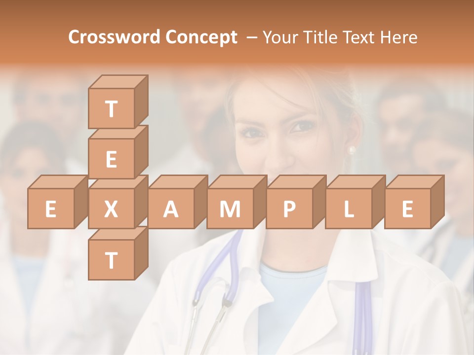 Female Doctor Smiling In A Hospital With Her Team Behind PowerPoint Template