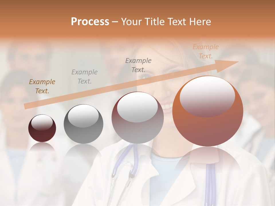 Female Doctor Smiling In A Hospital With Her Team Behind PowerPoint Template