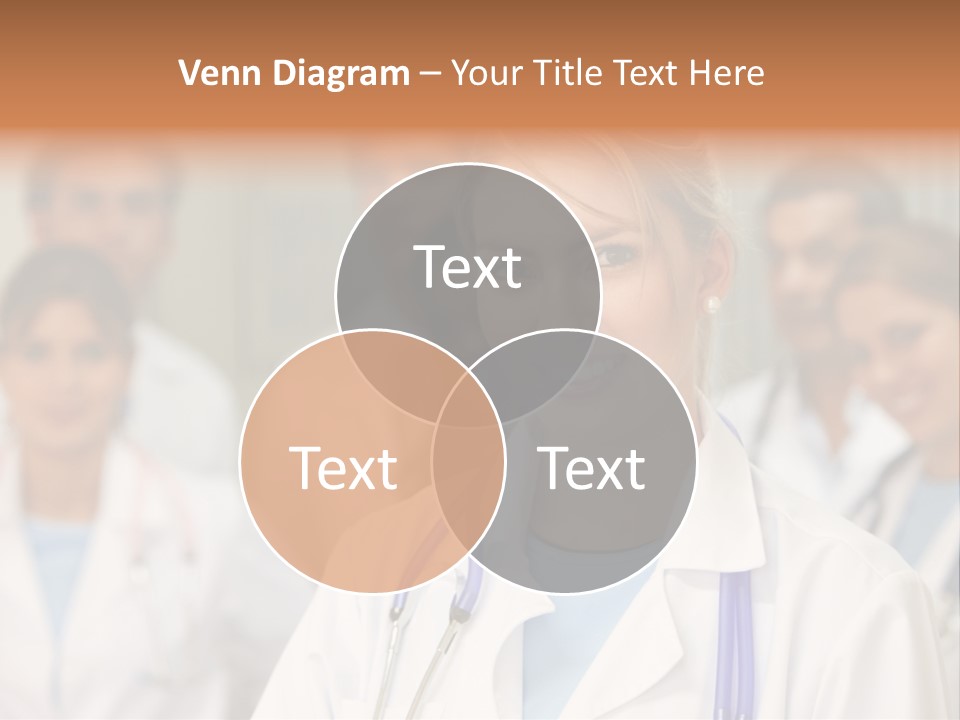 Female Doctor Smiling In A Hospital With Her Team Behind PowerPoint Template