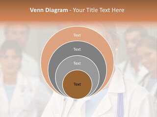 Female Doctor Smiling In A Hospital With Her Team Behind PowerPoint Template