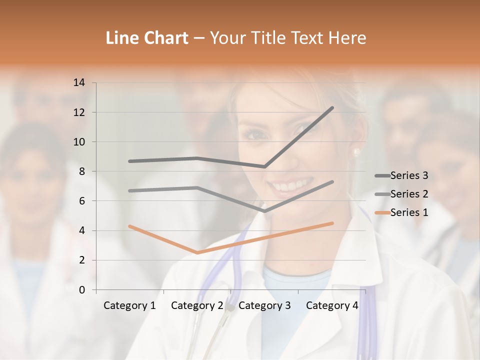 Female Doctor Smiling In A Hospital With Her Team Behind PowerPoint Template