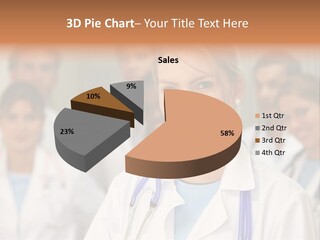Female Doctor Smiling In A Hospital With Her Team Behind PowerPoint Template