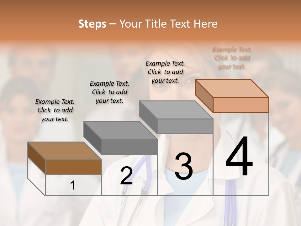 Female Doctor Smiling In A Hospital With Her Team Behind PowerPoint Template