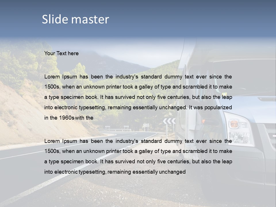 Motor Home Near The Road. Europe Travel Series. PowerPoint Template