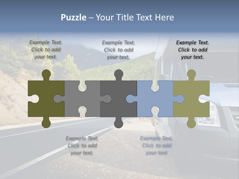 Motor Home Near The Road. Europe Travel Series. PowerPoint Template