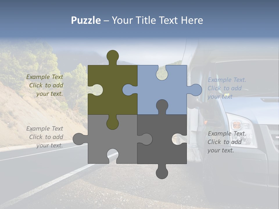 Motor Home Near The Road. Europe Travel Series. PowerPoint Template