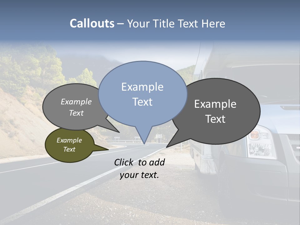 Motor Home Near The Road. Europe Travel Series. PowerPoint Template