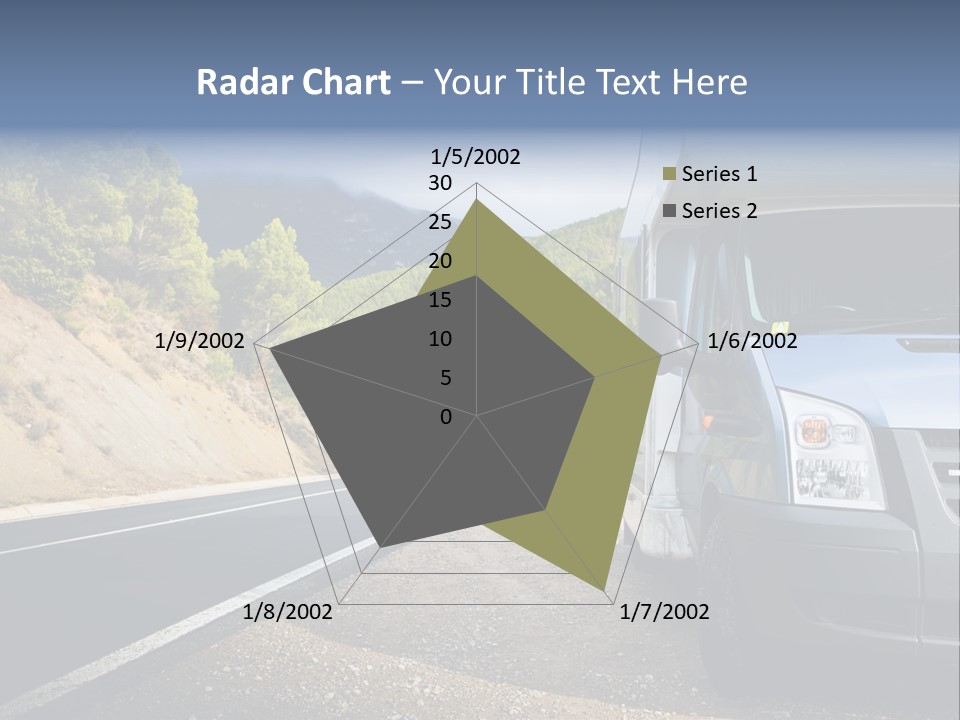 Motor Home Near The Road. Europe Travel Series. PowerPoint Template