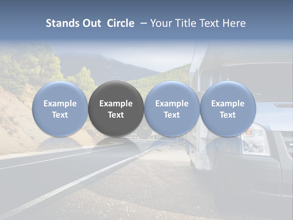 Motor Home Near The Road. Europe Travel Series. PowerPoint Template