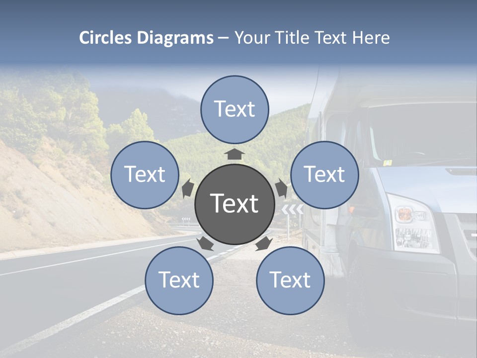 Motor Home Near The Road. Europe Travel Series. PowerPoint Template