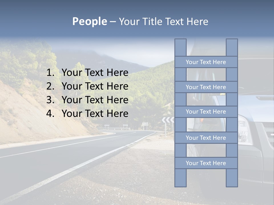 Motor Home Near The Road. Europe Travel Series. PowerPoint Template