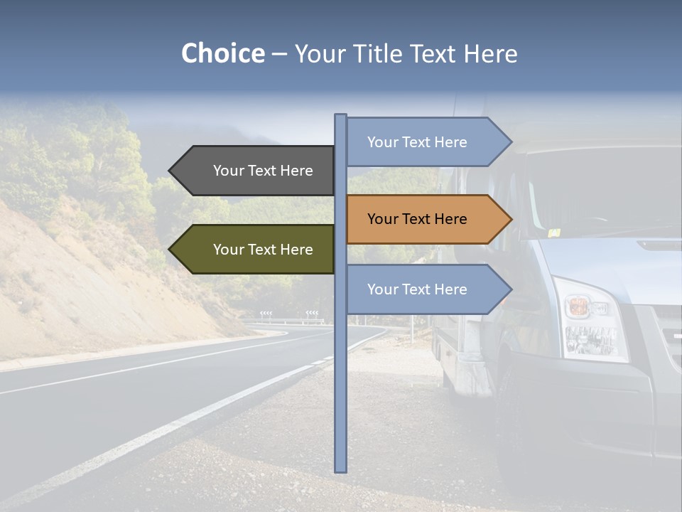 Motor Home Near The Road. Europe Travel Series. PowerPoint Template