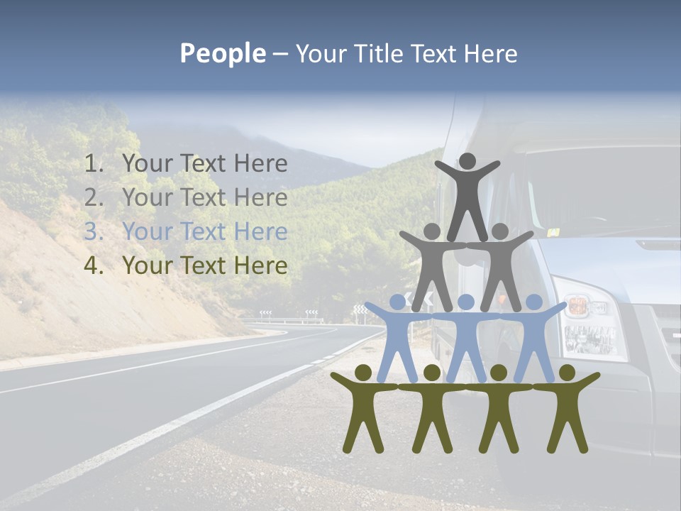 Motor Home Near The Road. Europe Travel Series. PowerPoint Template