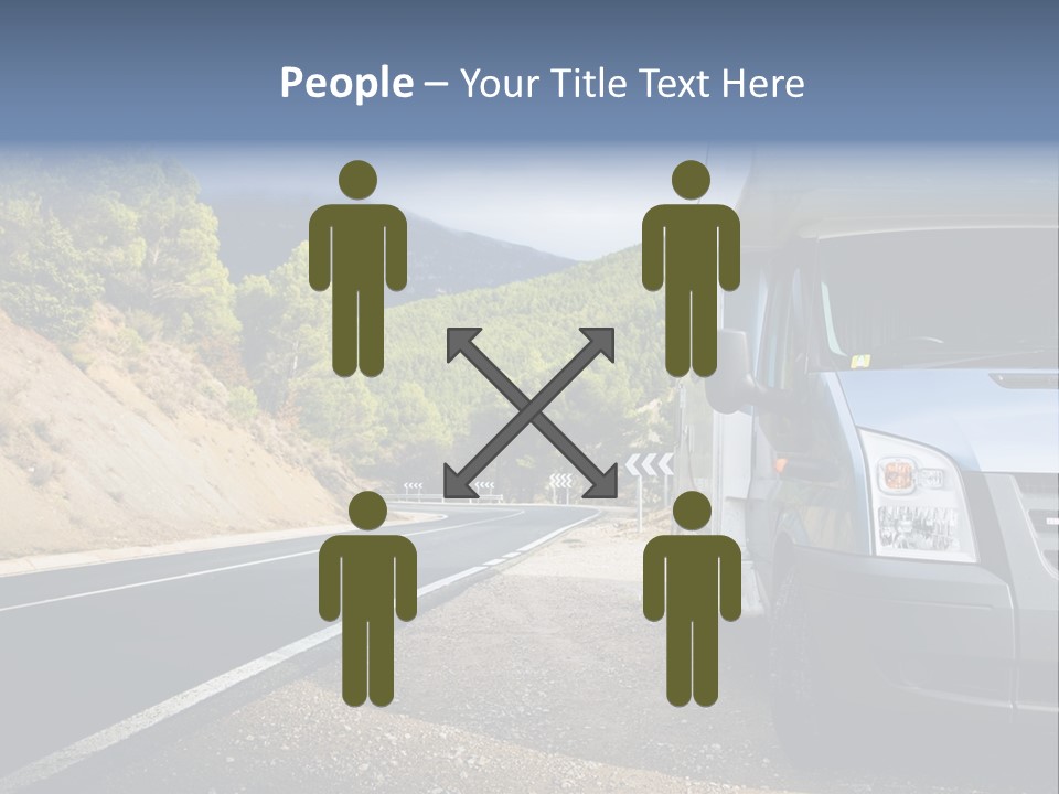 Motor Home Near The Road. Europe Travel Series. PowerPoint Template