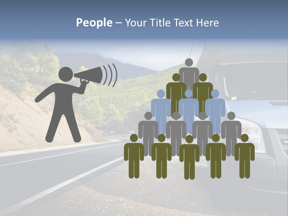 Motor Home Near The Road. Europe Travel Series. PowerPoint Template